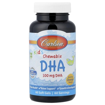 Carlson - Kids' Chewable DHA | Bursting Orange | 100 mg | 60 Soft Gels