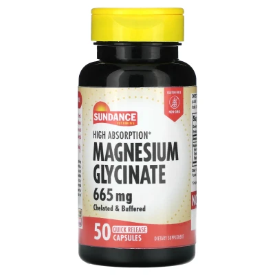 Sundance Vitamins - High Absorption Magnesium Glycinate | 665 mg | 50 Quick Release Capsules