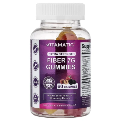 Vitamatic - Fibre Gummies | Natural Berry | Peace & Strawberry | 60 Gummies