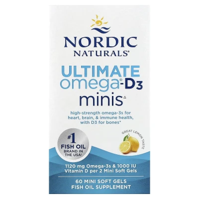 Nordic Naturals - Ultimate Omega®-D3 Minis | Great Lemon | 60 Mini Soft Gels