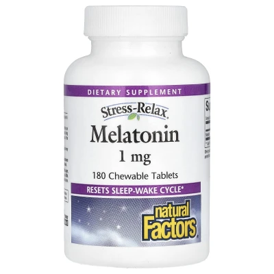 Natural Factors - Stress-Relax | Melatonin | 1 mg | 180 Chewable Tablets