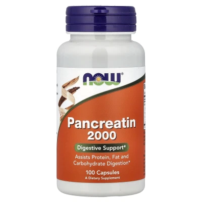 NOW Foods - Pancreatin 2000 | 100 Capsules (200 mg per Capsule)
