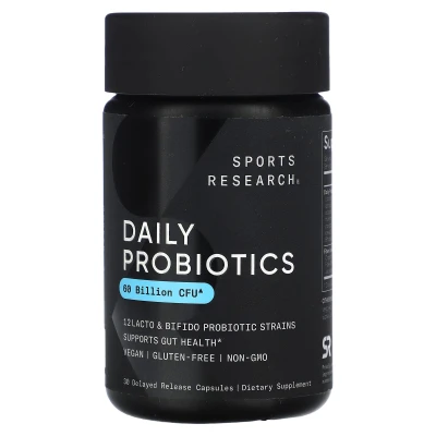 Sports Research - Daily Probiotics | 60 Billion CFU | 30 Delayed Release Capsules