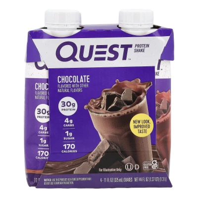 Quest Nutrition - Protein Shake | Chocolate | 4 Shakes | 11 fl oz (325 ml) Each