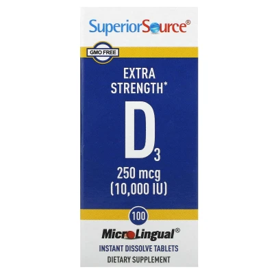 Superior Source - D3 | 250 mcg (10000 IU) | 100 MicroLingual Instant Dissolve Tablets