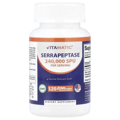 Vitamatic - Serrapeptase | 120 DRcaps® Hypromellose Capsules (120000 SPU per Capsule)