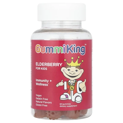 GummiKing - Elderberry for Kids | Immunity + Wellness | Lemon Raspberry | 60 Gummies