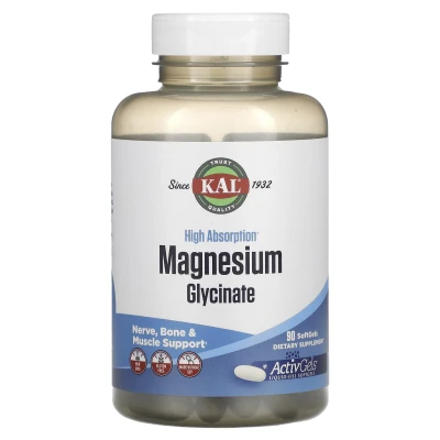 KAL - High Absorption Magnesium Glycinate | 90 Softgels (105 mg per Softgel)