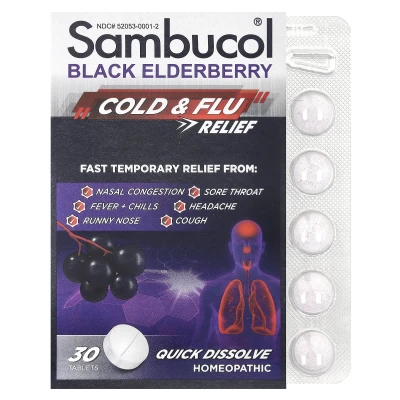Sambucol - Black Elderberry | Cold & Flu Relief | 30 Tablets
