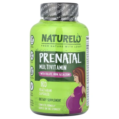 NATURELO - Antenatal Multivitamin With Folate | Iron & Calcium | 180 Vegetarian Capsules