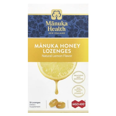 Manuka Health - Manuka Honey Pastilles | Natural Lemon | MGO 400+ | 15 Pastilles