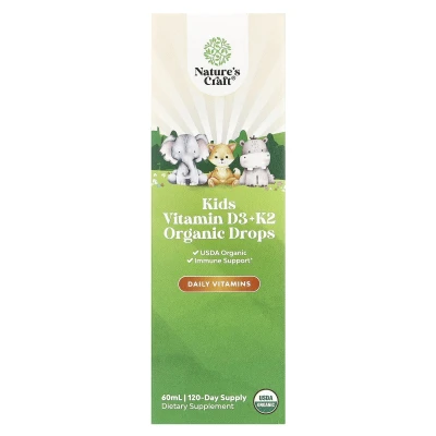 Nature's Craft - Kids' Vitamin D3 + K2 Organic Drops | 60 ml