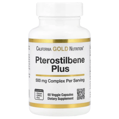 California Gold Nutrition - Pterostilbene Plus with Wild Blueberry Powder | 60 Veggie Capsules