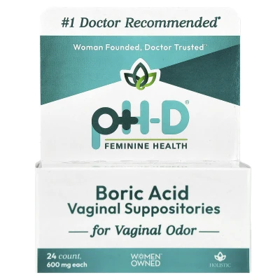 pH-D Feminine Health - Boric Acid Vaginal Suppositories | 600 mg | 24 Count