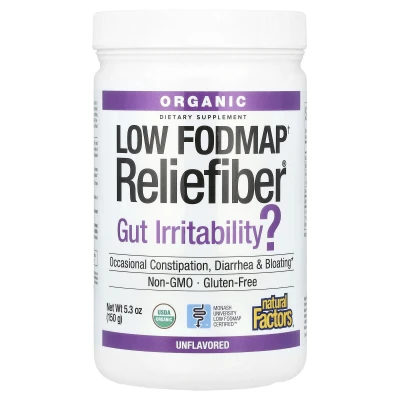 Natural Factors - Organic Low FODMAP† Reliefiber® | Unflavoured | 5.3 oz (150 g)
