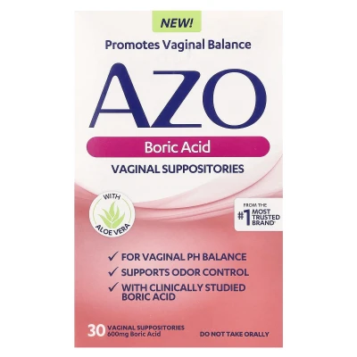 AZO - Boric Acid | Vaginal Suppositories | 600 mg | 30 Suppositories