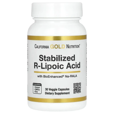 California Gold Nutrition - Stabilised R-Lipoic Acid with Biotin | 30 Veggie Capsules