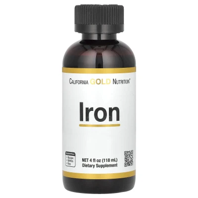 California Gold Nutrition - Iron | as Ferrous Bisglycinate Chelate and Yellow Dock Root | 4 fl oz (118 ml)