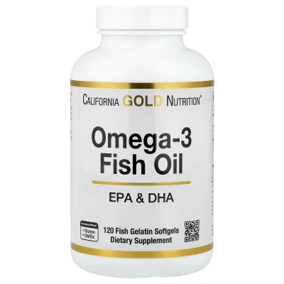 California Gold Nutrition - Omega-3 Fish Oil | 120 Fish Gelatin Softgels (1250 mg per Softgel)