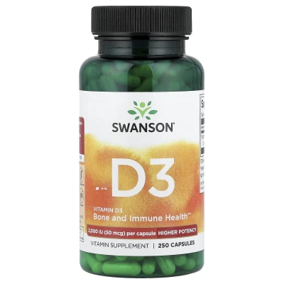 Swanson - Vitamin D3 | Higher Potency | 50 mcg (2 | 000 IU) | 250 Capsules