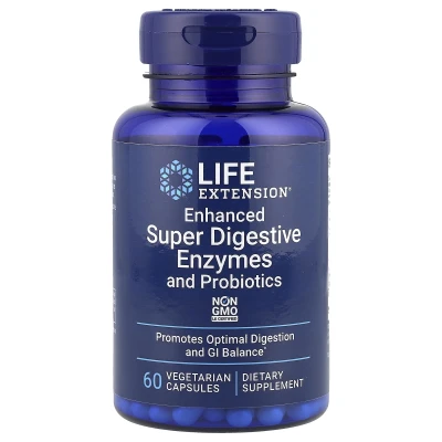 Life Extension - Enhanced Super Digestive Enzymes and Probiotics | 60 Vegetarian Capsules