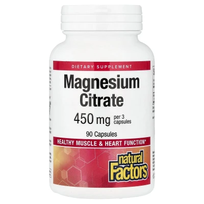 Natural Factors - Magnesium Citrate | 90 Capsules (150 mg per Capsule)