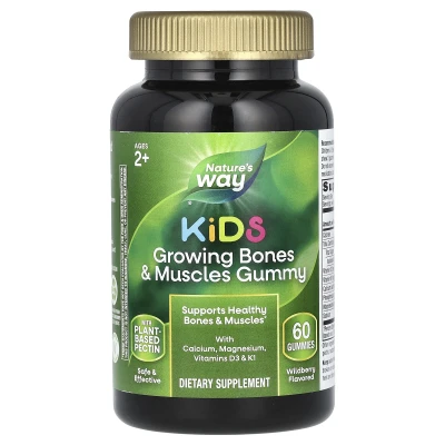 Nature's Way - Kids | Growing Bones & Muscles Gummy | Ages 2+ | Wildberry | 60 Gummies