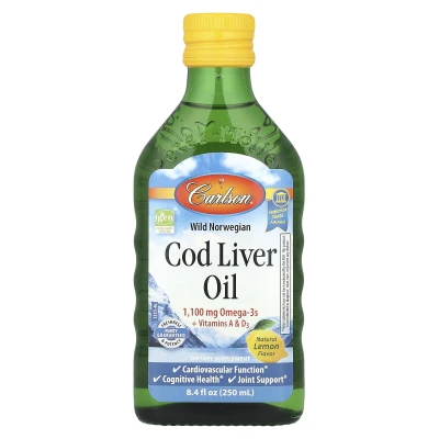 Carlson - Wild Norwegian Cod Liver Oil | Natural Lemon | 8.4 fl oz (250 ml)