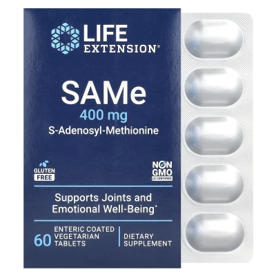 Life Extension - SAMe S-Adenosyl-Methionine | 400 mg | 60 Enteric Coated Vegetarian Tablets