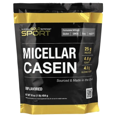 California Gold Nutrition - Sport | Micellar Casein | Unflavoured | Slow Absorption | 16 oz (454 g)
