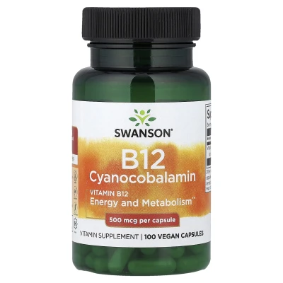 Swanson - Vitamin B12 | 500 mcg | 100 Vegan Capsules