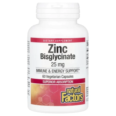 Natural Factors - Zinc Bisglycinate | 25 mg | 60 Vegetarian Capsules