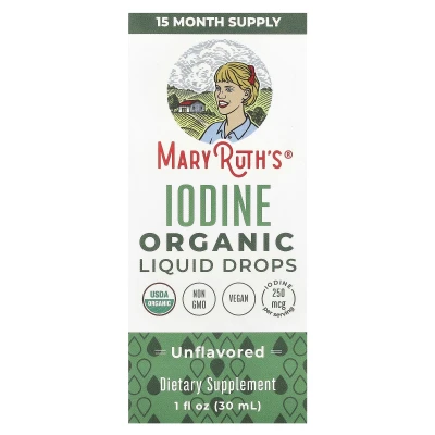MaryRuth's - Organic Iodine Liquid Drops | Unflavoured | 250 mcg | 1 fl oz (30 ml)