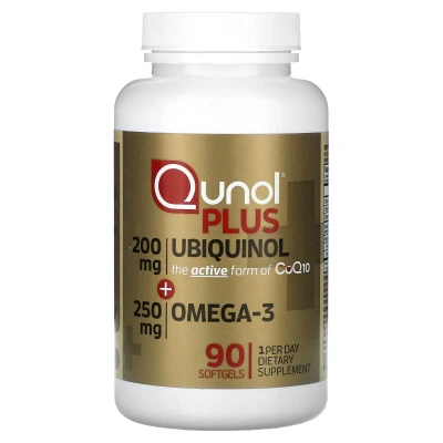 Qunol - Plus Ubiquinol + Omega-3 | 200 mg + 250 mg | 90 Softgels