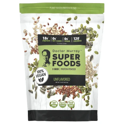 Dr. Murray's - Superfoods | 3 Seed Protein Powder Pumpkin + Flax + Sunflower | Unflavoured | 16 oz (453.5 g)