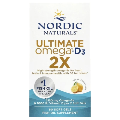 Nordic Naturals - Ultimate Omega®-D3 2X | Great Lemon | 60 Soft Gels