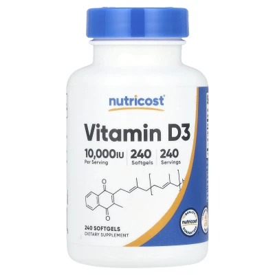 Nutricost - Vitamin D3 | 250 mcg (10000 IU) | 240 Softgels