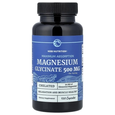 Nobi Nutrition - Magnesium Glycinate | Maximum Absorption | 120 Capsules (250 mg per Capsule)