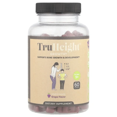 TruHeight - Growth Gummies | Multivitamin | For Ages 5+ | Grape | 60 Gummies