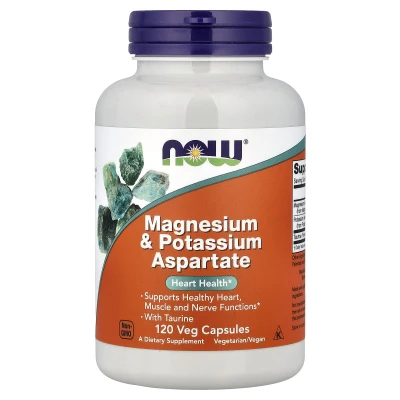 NOW Foods - Magnesium & Potassium Aspartate With Taurine | 120 Veg Capsules