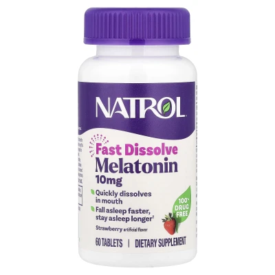 Natrol - Melatonin | Fast Dissolve | Strawberry | 10 mg | 60 Tablets