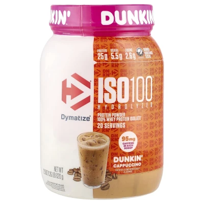 Dymatize - ISO100® Hydrolysed | 100% Whey Protein Isolate | Dunkin’™ Cappuccino | 21.8 oz (610 g)