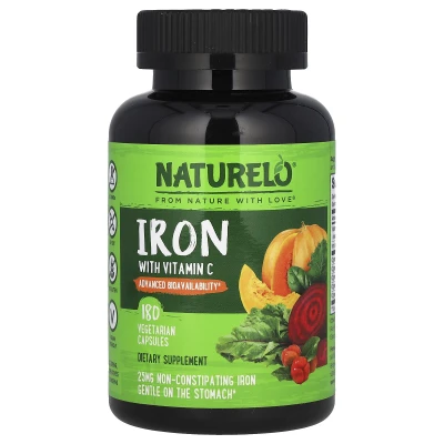 NATURELO - Iron with Vitamin C | 180 Vegetarian Capsules