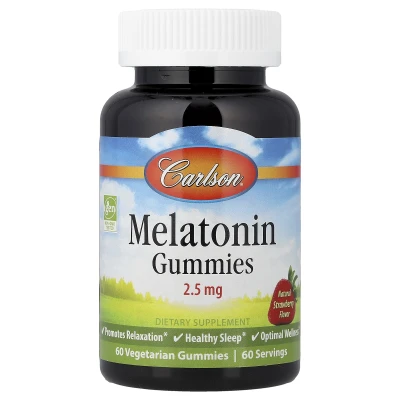Carlson - Melatonin Gummies | Natural Strawberry | 2.5 mg | 60 Vegetarian Gummies