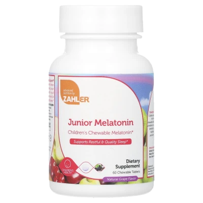 Zahler - Junior Melatonin | Natural Grape | 60 Chewable Tablets (1 mg per Tablet)