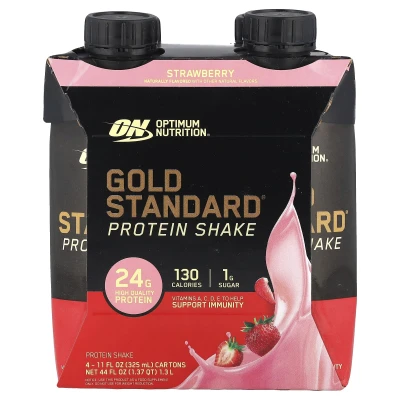 Optimum Nutrition - Gold Standard® Protein Shake | Strawberry | 4 Cartons | 11 fl oz (325 ml) Each