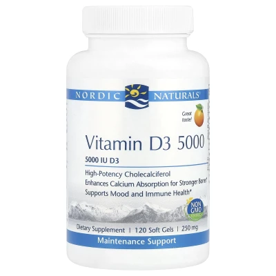 Nordic Naturals - Vitamin D3 5000 | Orange | 5000 IU | 120 Soft Gels
