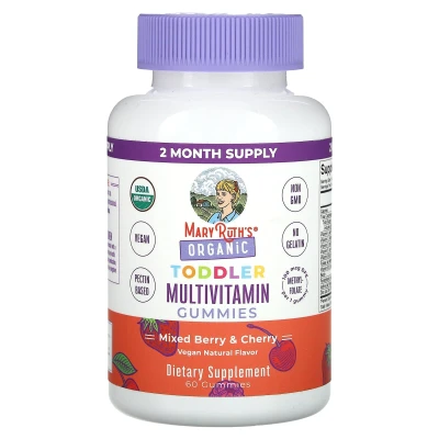 MaryRuth's - Organic Toddler Multivitamin Gummies | Mixed Berry & Cherry | 100 mcg DFE | 60 Gummies