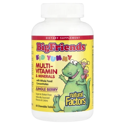 Natural Factors - Big Friends® | Multi-Vitamin & Minerals | Jungle Berry | 60 Chewable Tablets