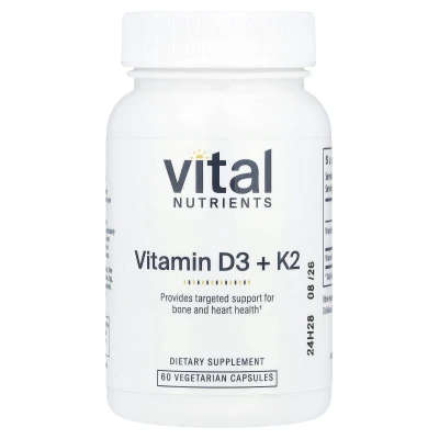 Vital Nutrients - Vitamin D3 + K2 | 60 Vegetarian Capsules